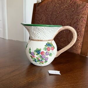 Vintage Ceramic 6” Pitcher Vase with 3D Raised Flower / Floral - Listing 1